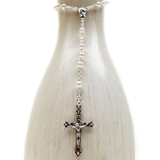 5mm Glass Pearl Italian Rosary, White, 17" Long; 1 piece