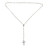 5mm Glass Pearl Italian Rosary, White, 17" Long; 1 piece