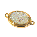 White Ab Druzy Resin Connector Small - Gold