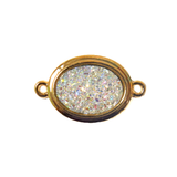 White Ab Druzy Resin Connector Small - Gold