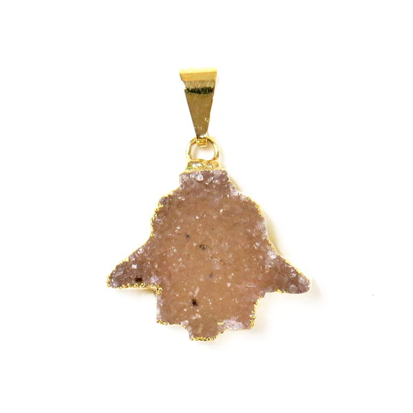 White Druzy Hamsa Pendant - Gold