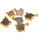 White Druzy Hamsa Pendant - Gold