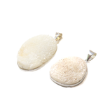 White Druzy Pendant - Silver