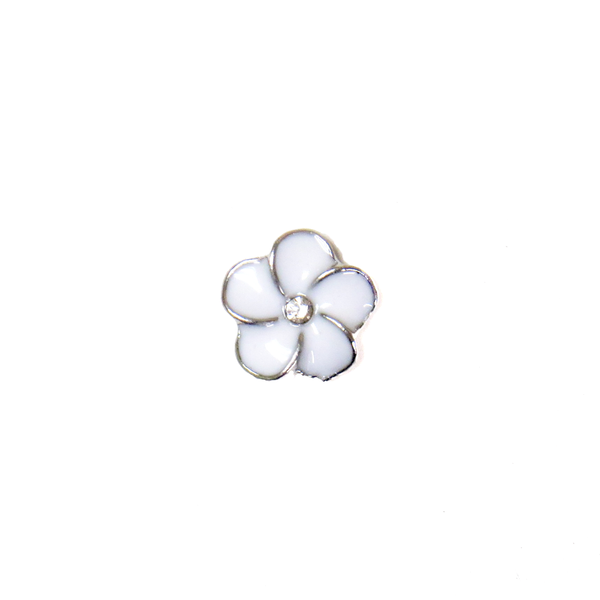 White Flower wiht Rhinestone - Floating Charm