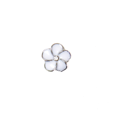 White Flower wiht Rhinestone - Floating Charm