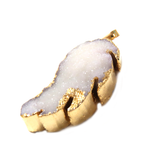 White Druzy Wing Pendant - Gold