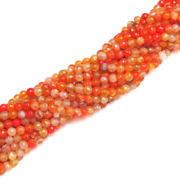 White/Orange Faceted Fire Agate; 6mm