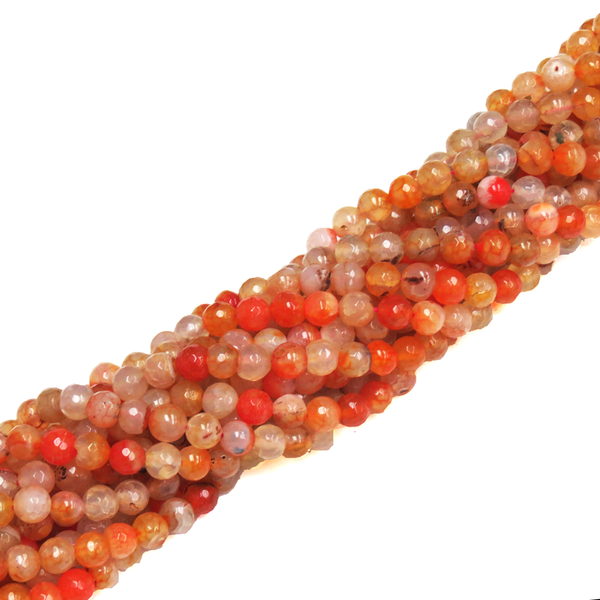 White/Orange Faceted Fire Agate; 8mm