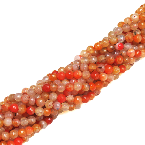 White/Orange Faceted Fire Agate; 8mm