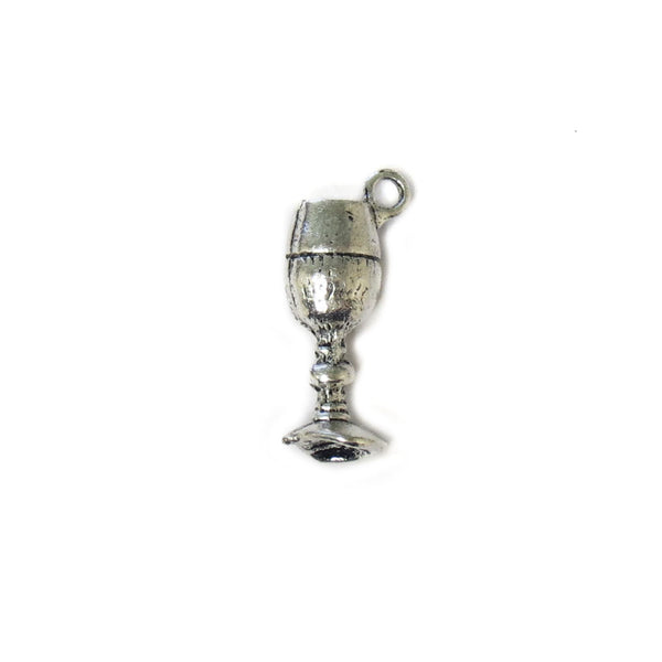 Wine Glass Charm, Antique Silver,19x7mm; 5 pieces