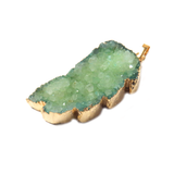 Green Druzy Wing Pendant - Gold