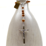 7mm Wood Bead Italian Rosary Medium, Light Brown, 17" Long; 1 piece