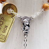 7mm Wood Bead Italian Rosary Medium, Light Brown, 17" Long; 1 piece