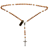 7mm Wood Bead Italian Rosary Medium, Light Brown, 17" Long; 1 piece