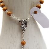 6mm Wood Bead Italian Rosary Small, Light Brown, 15" Long; 1 piece