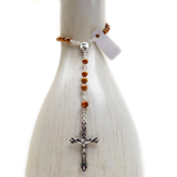 6mm Wood Bead Italian Rosary Small, Light Brown, 15" Long; 1 piece