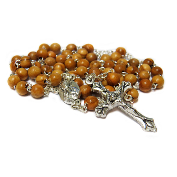 6mm Wood Bead Italian Rosary Small, Light Brown, 15" Long; 1 piece