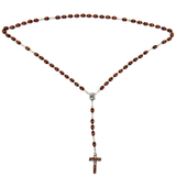 7mm Wood Cross Italian Rosary, Dark Brown, 22" Long; 1 piece
