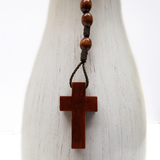 7mm Wood Italian Rosary, Dark Brown, 13" Long; 1 piece