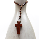 7mm Wood Italian Rosary, Dark Brown, 13" Long; 1 piece
