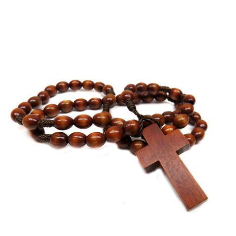 7mm Wood Italian Rosary, Dark Brown, 13" Long; 1 piece