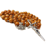 10mm Italian Wood Rosary Large, Light Brown, 23" Long; 1 piece
