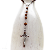 7mm Wooden St Benedict Italian Rosary Large, Dark Brown, 18" Long; 1 piece
