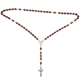 7mm Wooden St Benedict Italian Rosary Large, Dark Brown, 18" Long; 1 piece