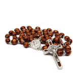 7mm Wooden St Benedict Italian Rosary Large, Dark Brown, 18" Long; 1 piece