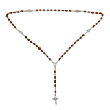 4mm Wood Saint Benedict Italian Rosary, Light Brown, 15" Long; 1 piece