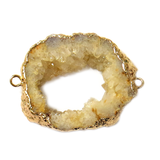 Yellow Druzy Geode Connector, Gold, 42x32mm - 1 piece