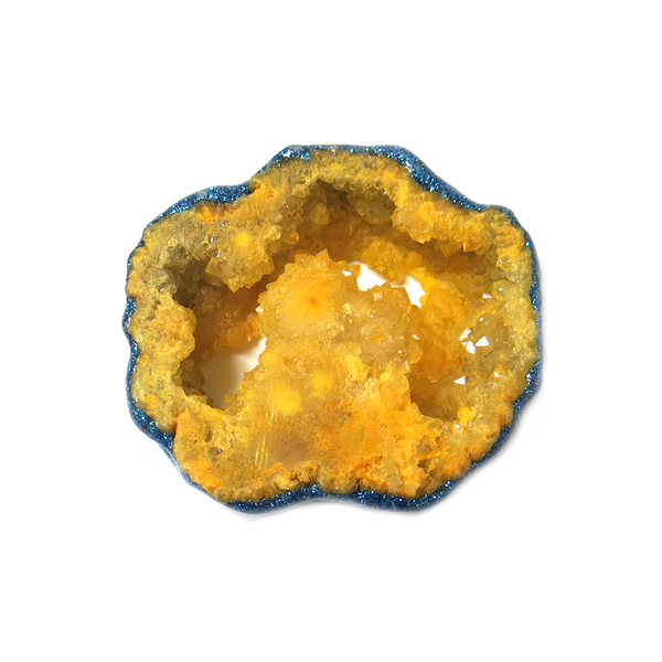 Yellow Glitter Druzy Bead, Blue, 39x42mm - 1 piece