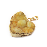 Yellow Druzy Heart Pendant- Gold