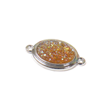 Yellow AB Druzy Resin Connector; Small - Silver