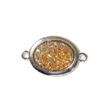 Yellow AB Druzy Resin Connector; Small - Silver