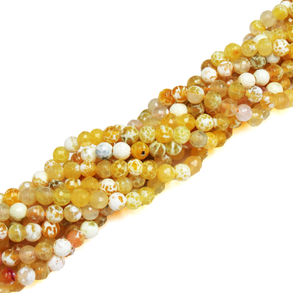 Yellow, Faceted Fire Agate; 8mm