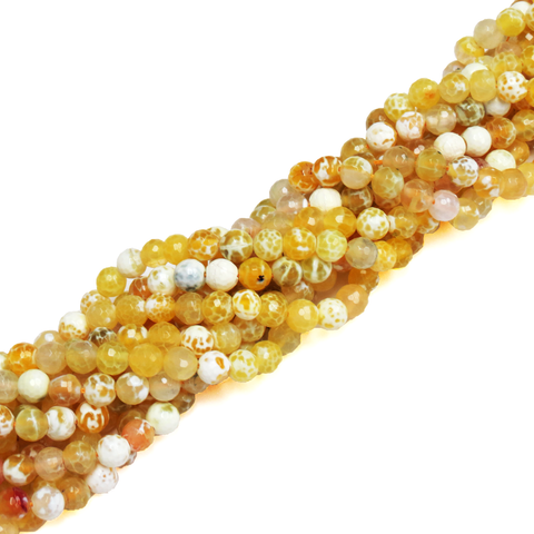 Yellow, Faceted Fire Agate; 8mm