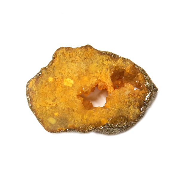 Yellow Glitter Druzy, Gold, 32x28mm, Gold - 1 piece
